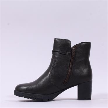 Rieker Strap Detail Block Heel Boot - Dark Brown